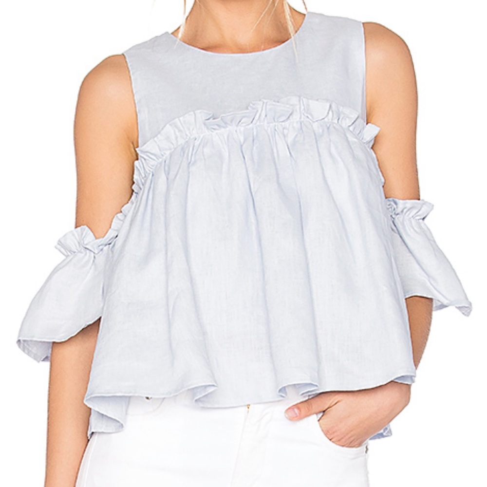 JOA ruffle cold shoulder top